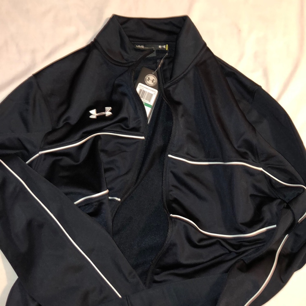 Black Under Armour Jacket With White stripe